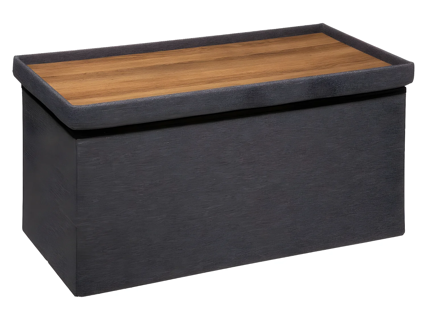 2 en 1 Pouf pliant double et Coffre de rangement Gris foncé 76 x 37.5 cm