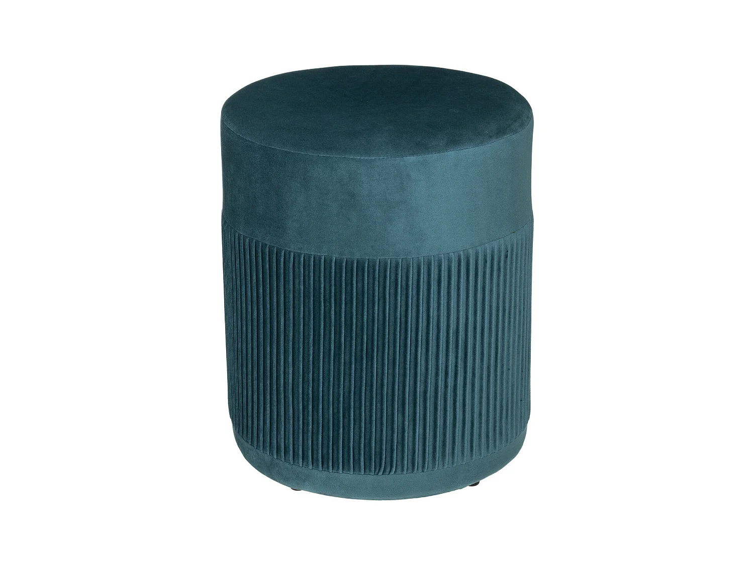 Pouf en Velours Bleu canard D. 31 x H. 38 cm