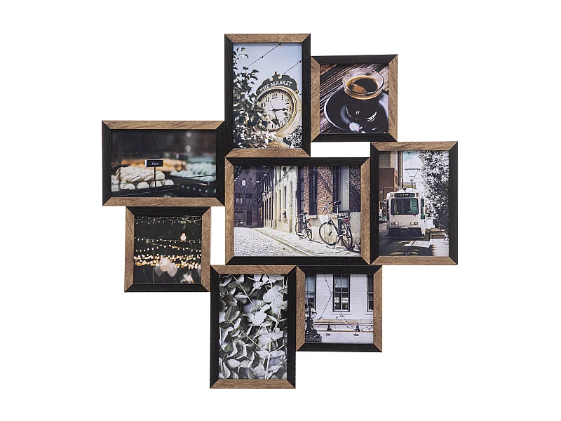 Pêle-mêle Multivues 8 Photos en Bois et Verre 48 x 48 cm