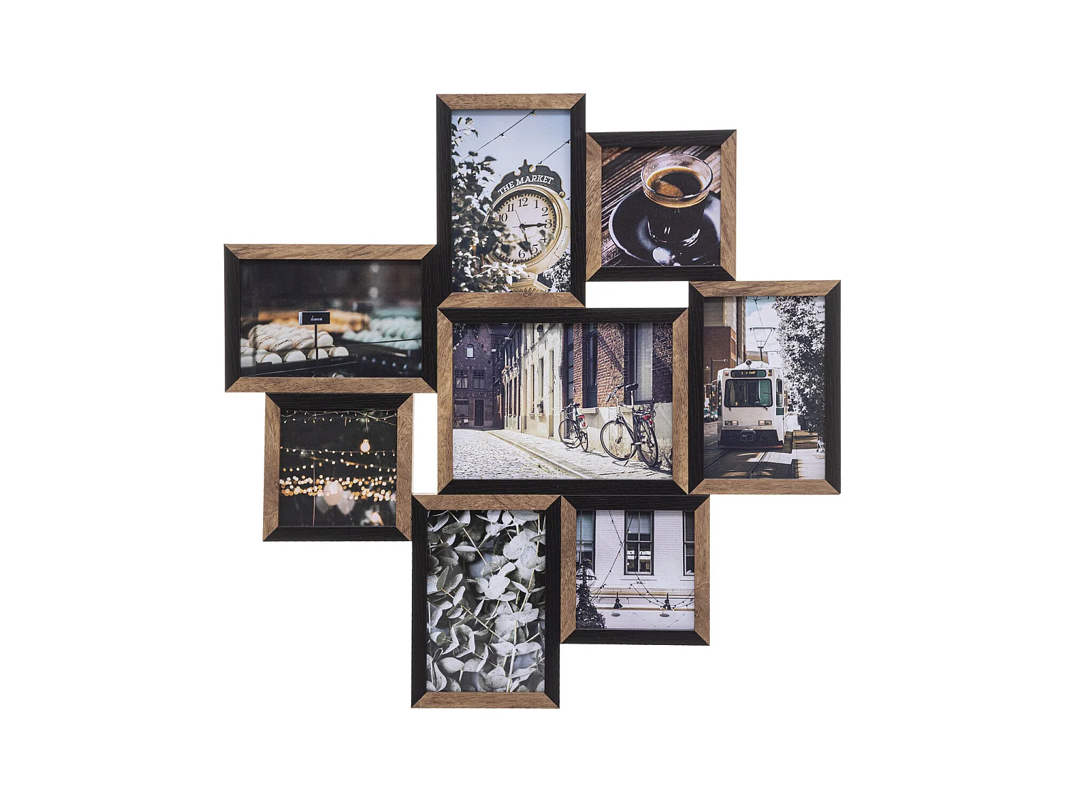 Pêle-mêle Multivues 8 Photos en Bois et Verre 48 x 48 cm