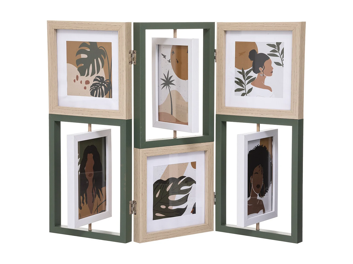 Pêle-mêle Multivues pliable 6 photos en Bois et Verre 52 x 39.3 cm