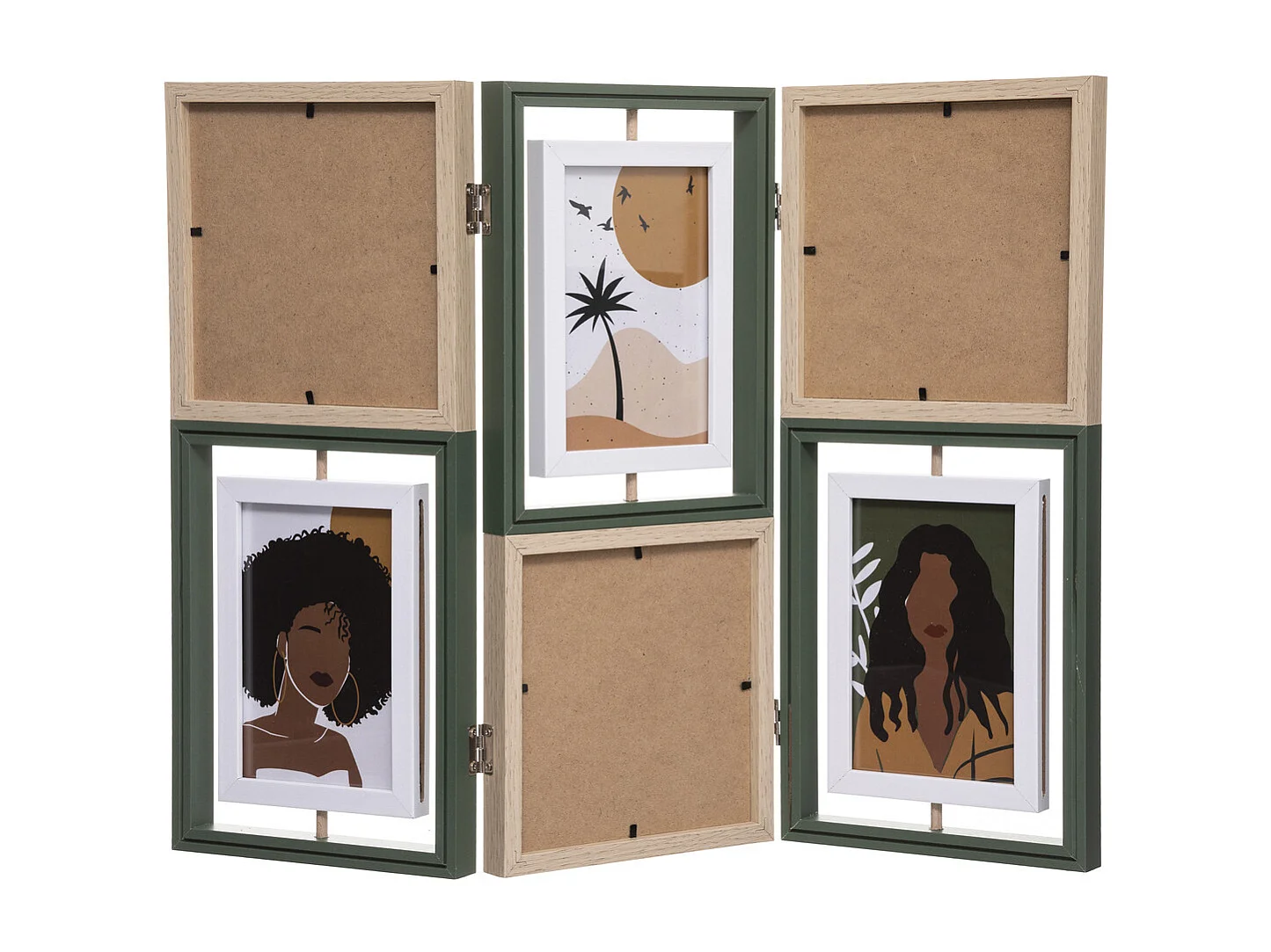 Pêle-mêle Multivues pliable 6 photos en Bois et Verre 52 x 39.3 cm