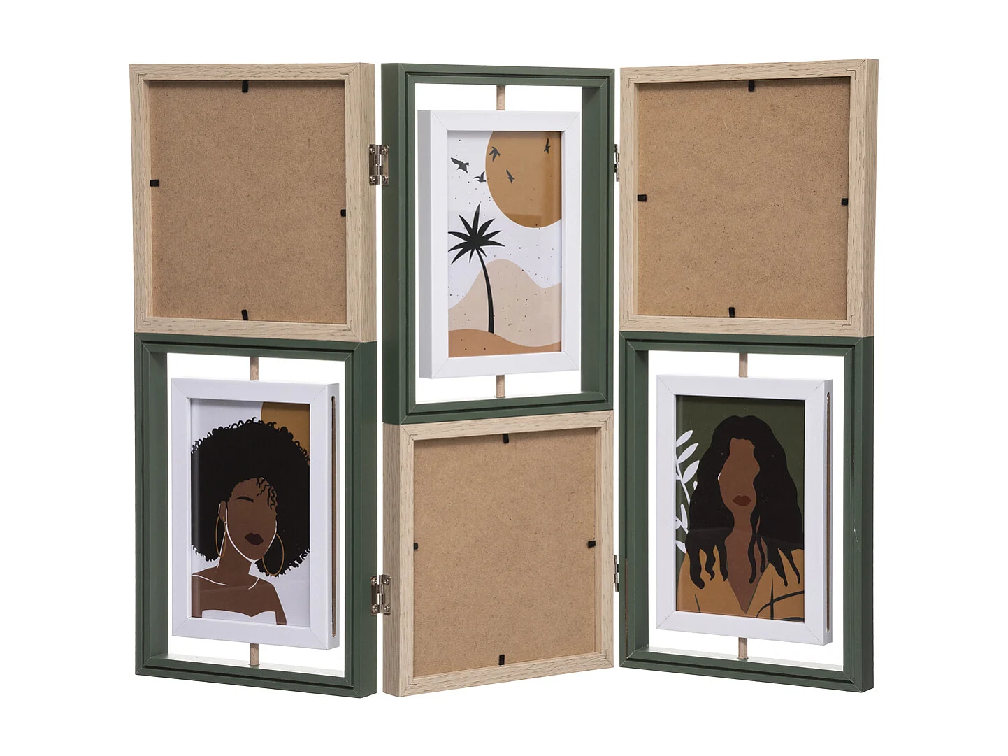 Pêle-mêle Multivues pliable 6 photos en Bois et Verre 52 x 39.3 cm