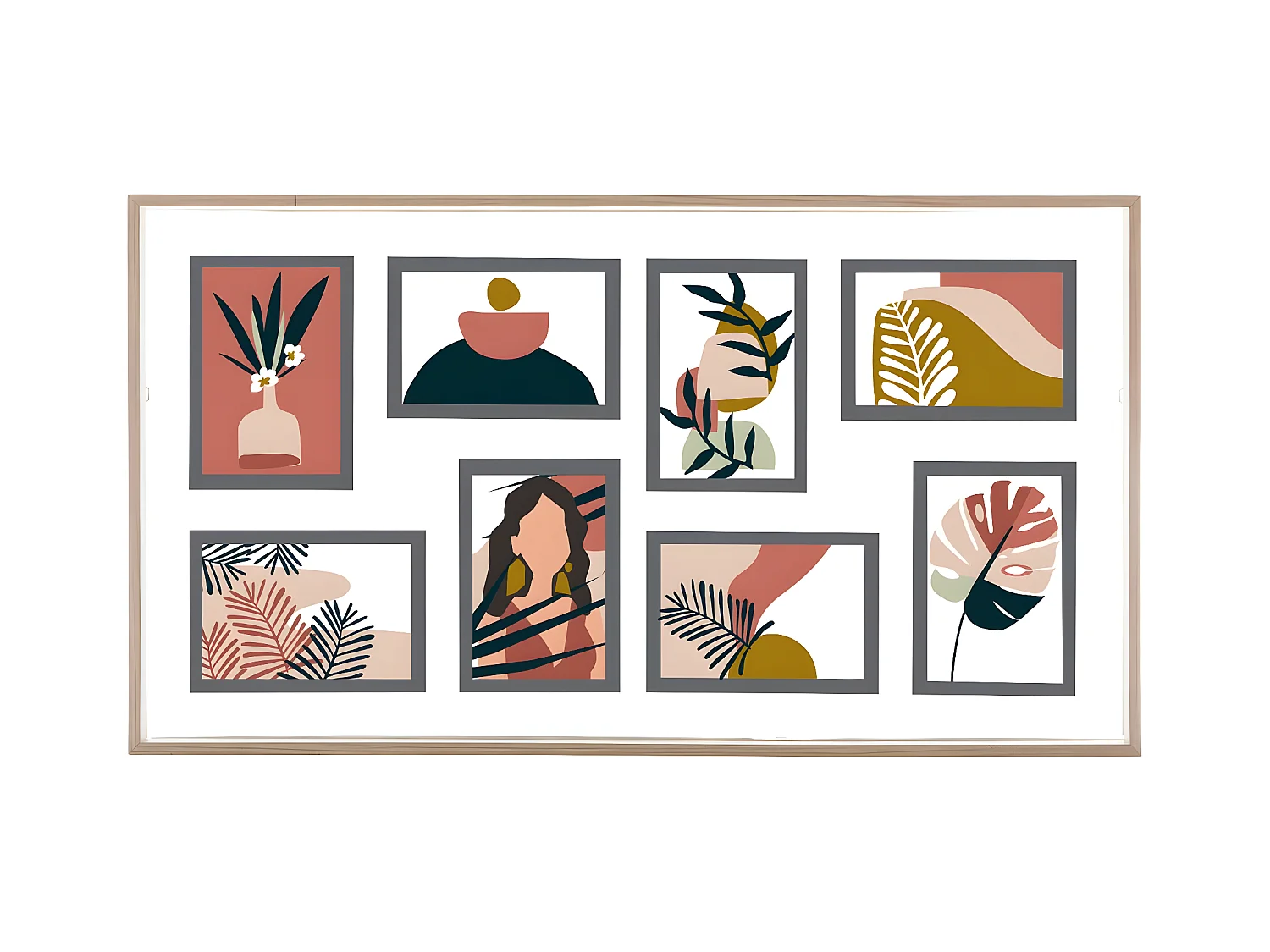 Pêle-mêle Multivues 8 photos Cadre Bois 69 x 38 cm