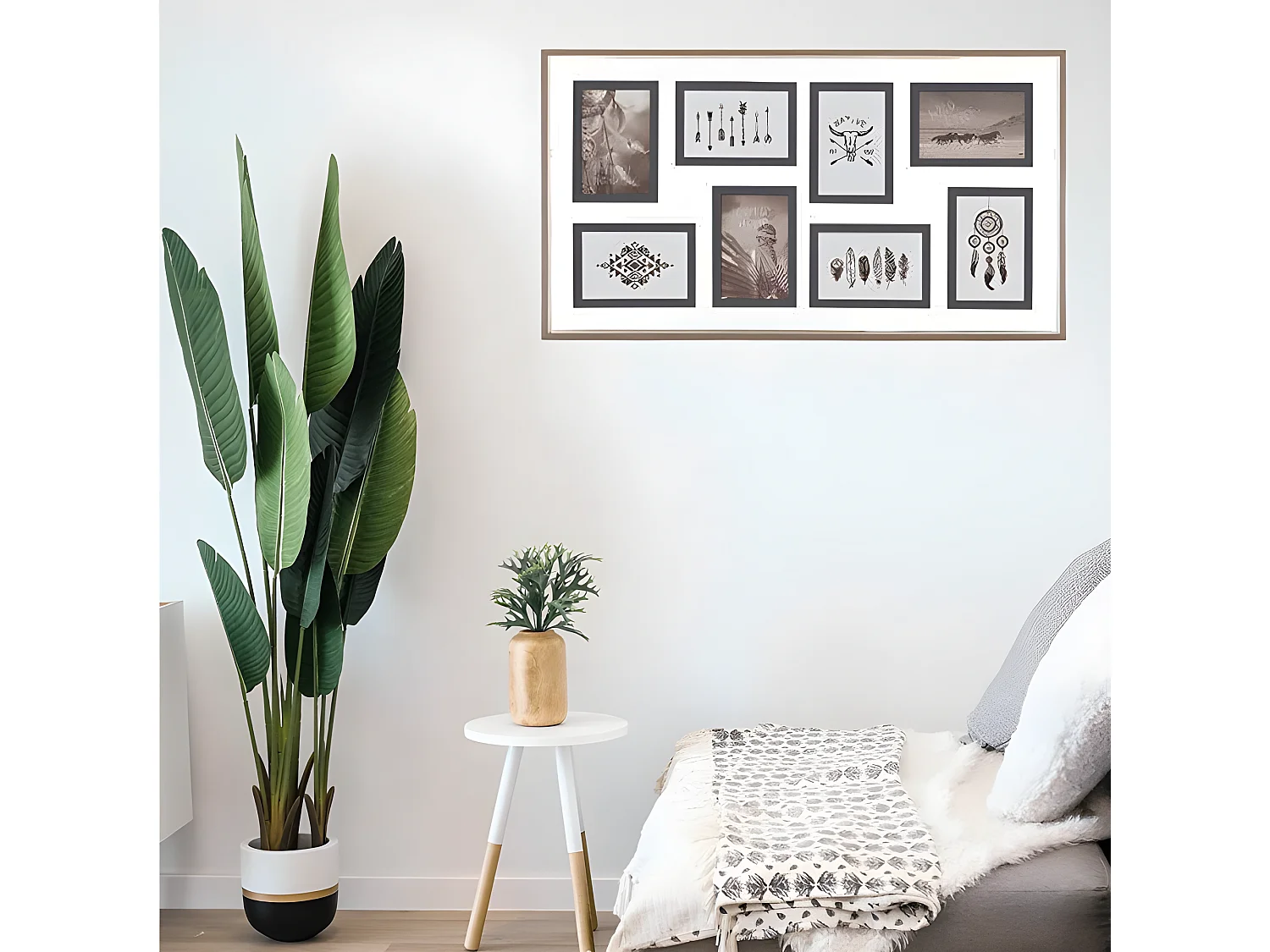 Pêle-mêle Multivues 8 photos Cadre Bois 69 x 38 cm