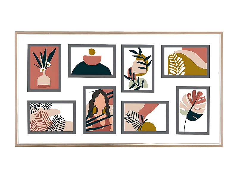 Pêle-mêle Multivues 8 photos Cadre Bois 69 x 38 cm