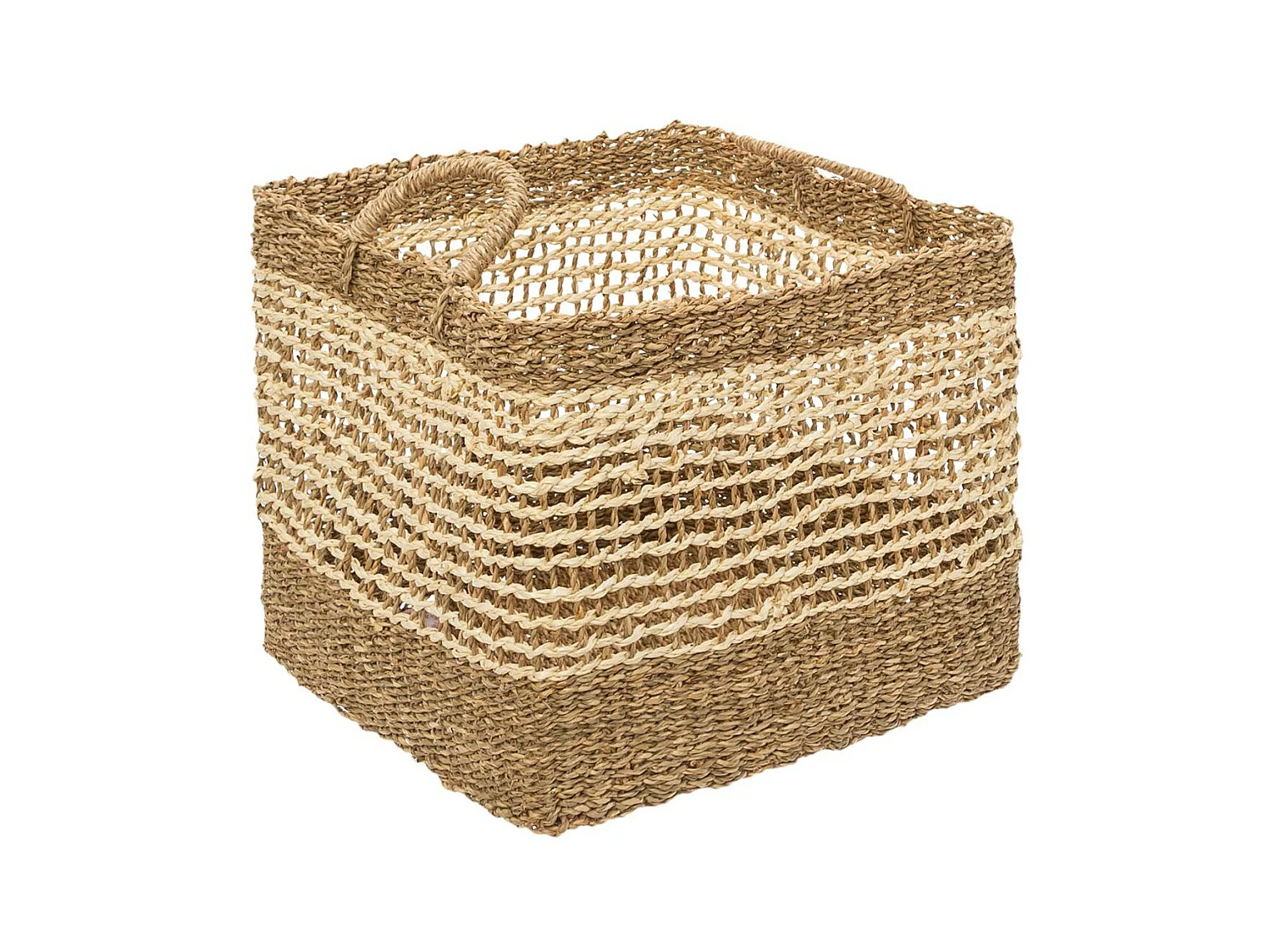 Set de 3 Paniers de rangement carré en Osier tressé et ajouré