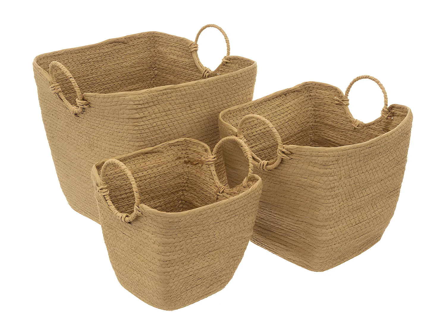 Set de 3 Paniers de rangement naturels