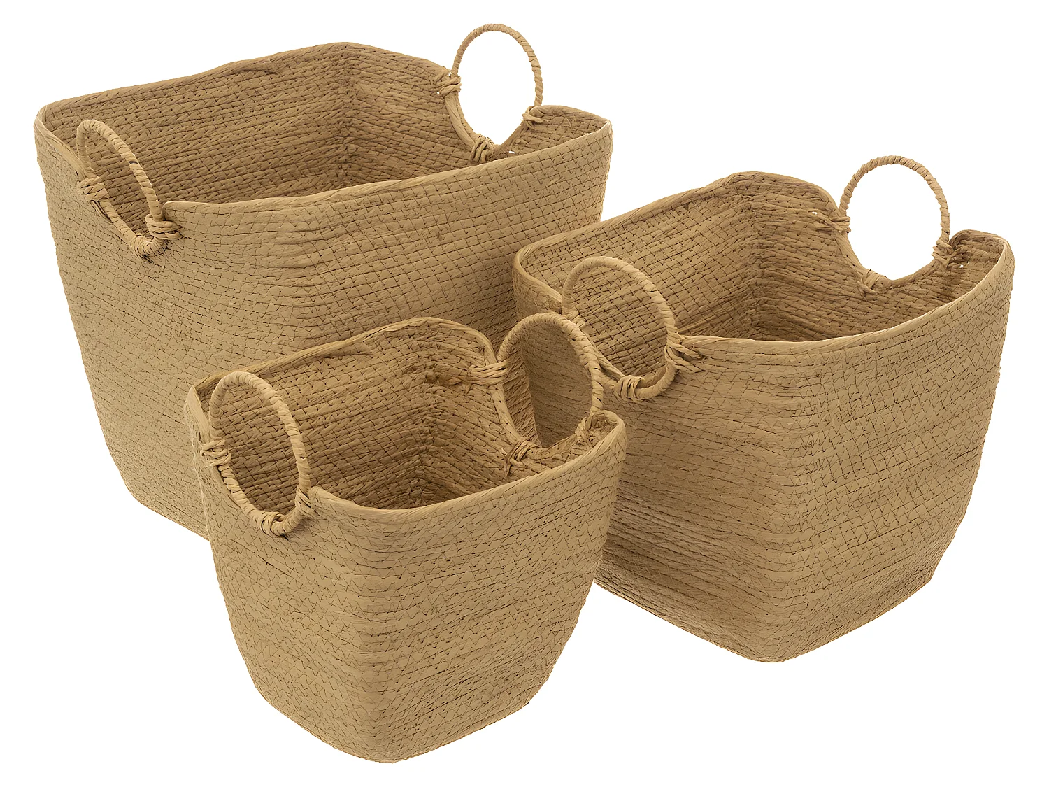 Set de 3 Paniers de rangement naturels