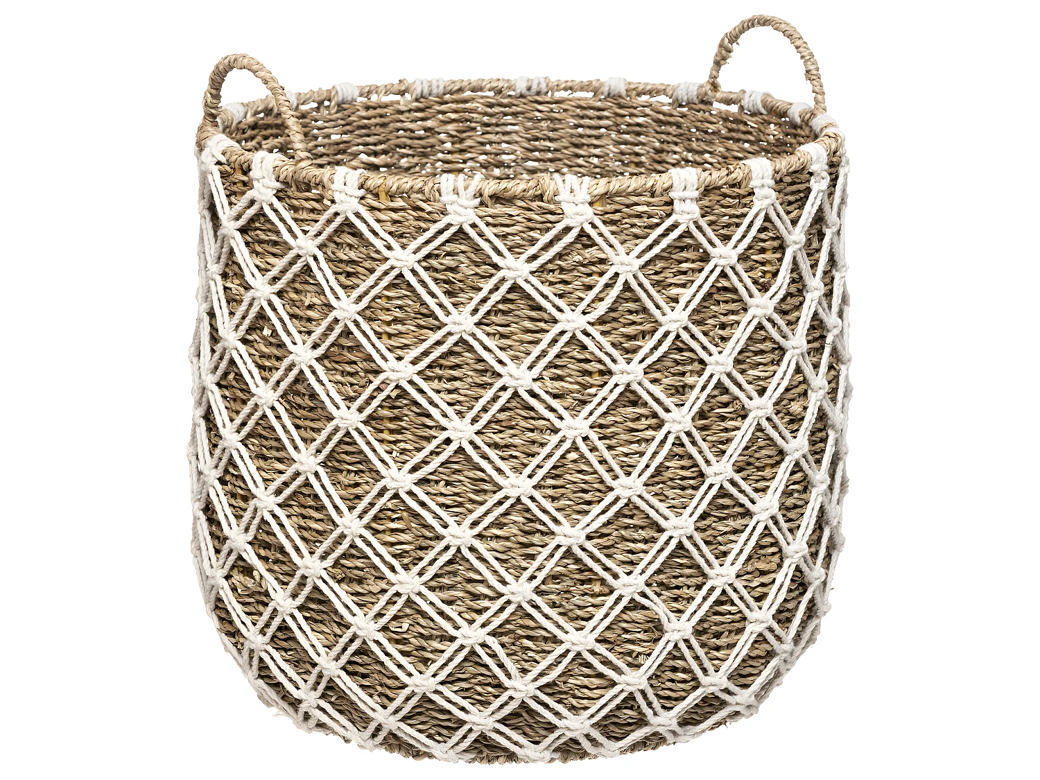 Set de 3 Paniers de rangement en Macramé et Roseau naturel