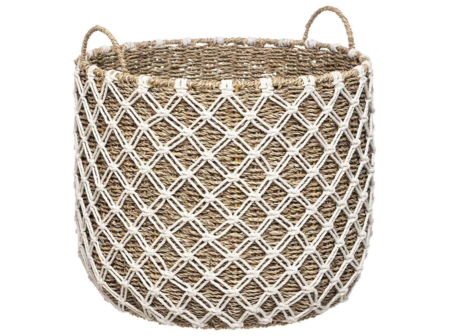 Set de 3 Paniers de rangement en Macramé et Roseau naturel