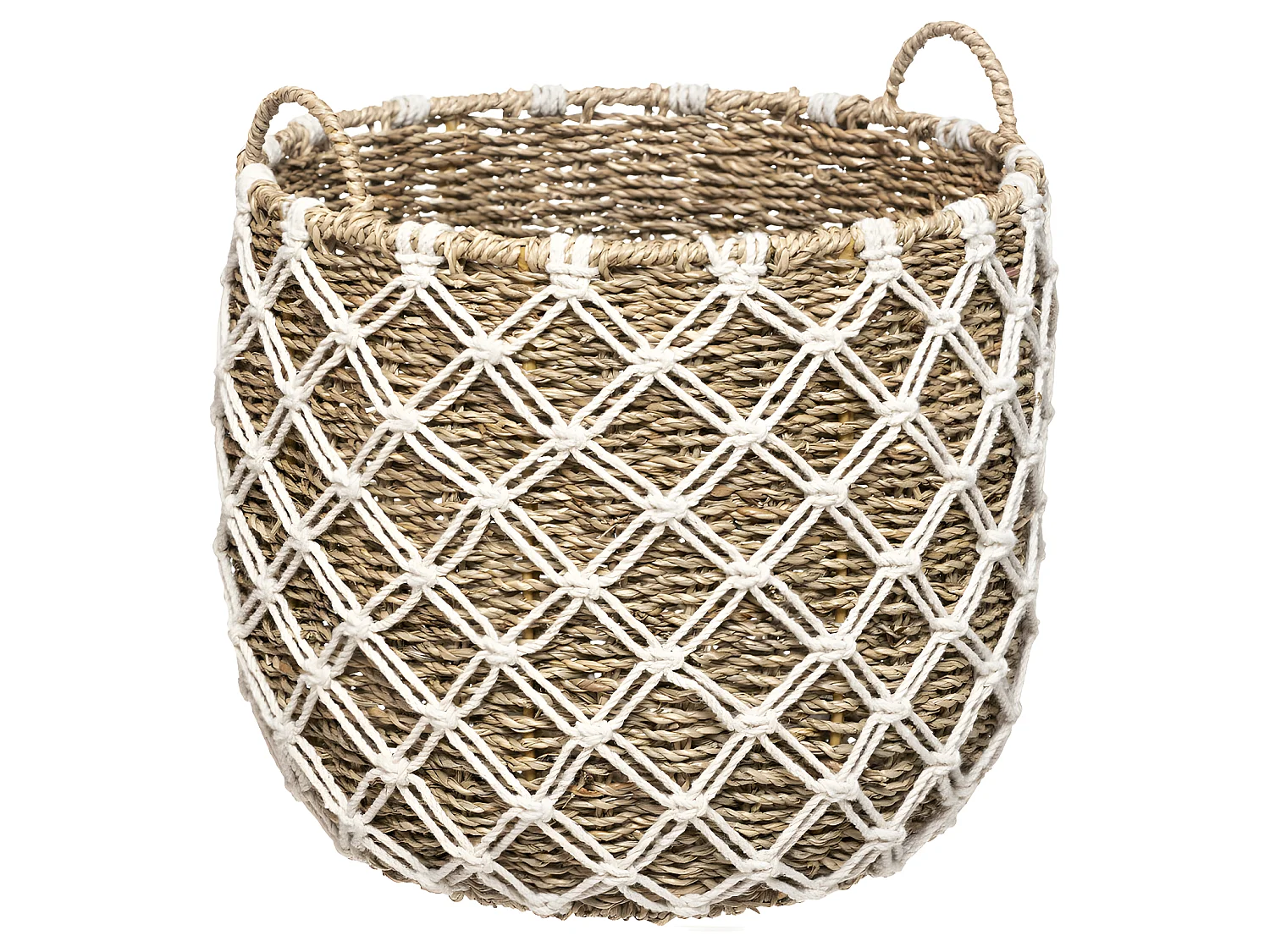 Set de 3 Paniers de rangement en Macramé et Roseau naturel