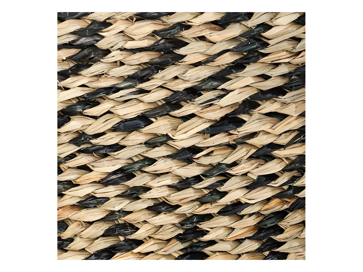 Set de 3 Paniers de rangement rond en Osier Noir et Naturel