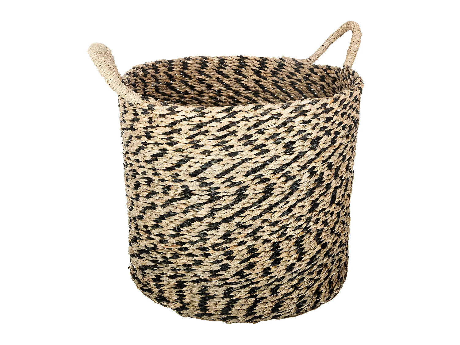 Set de 3 Paniers de rangement rond en Osier Noir et Naturel