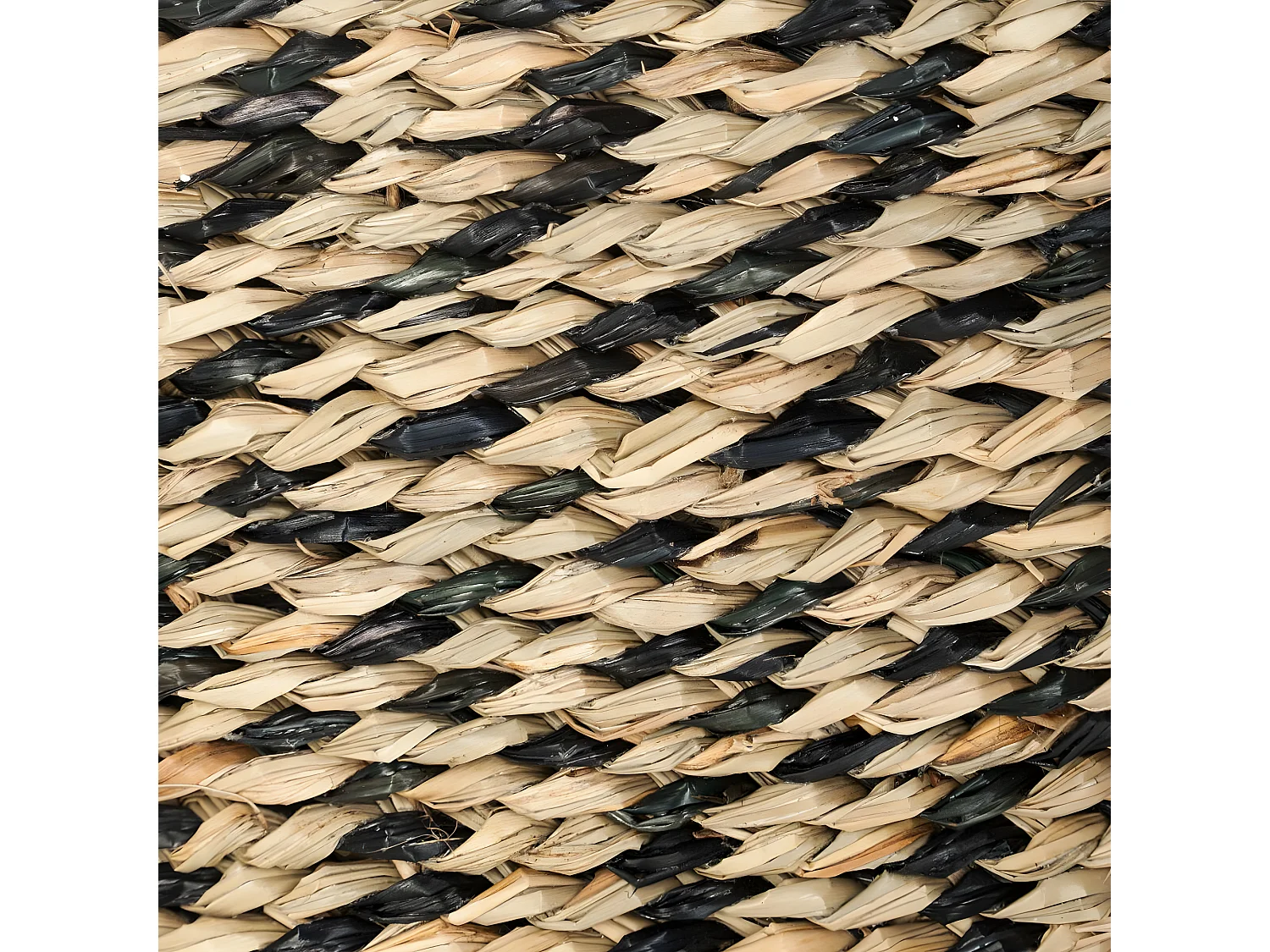 Set de 3 Paniers de rangement rond en Osier Noir et Naturel