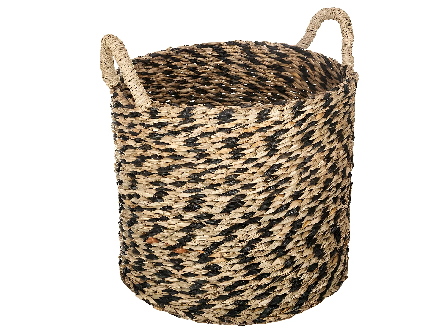 Set de 3 Paniers de rangement rond en Osier Noir et Naturel