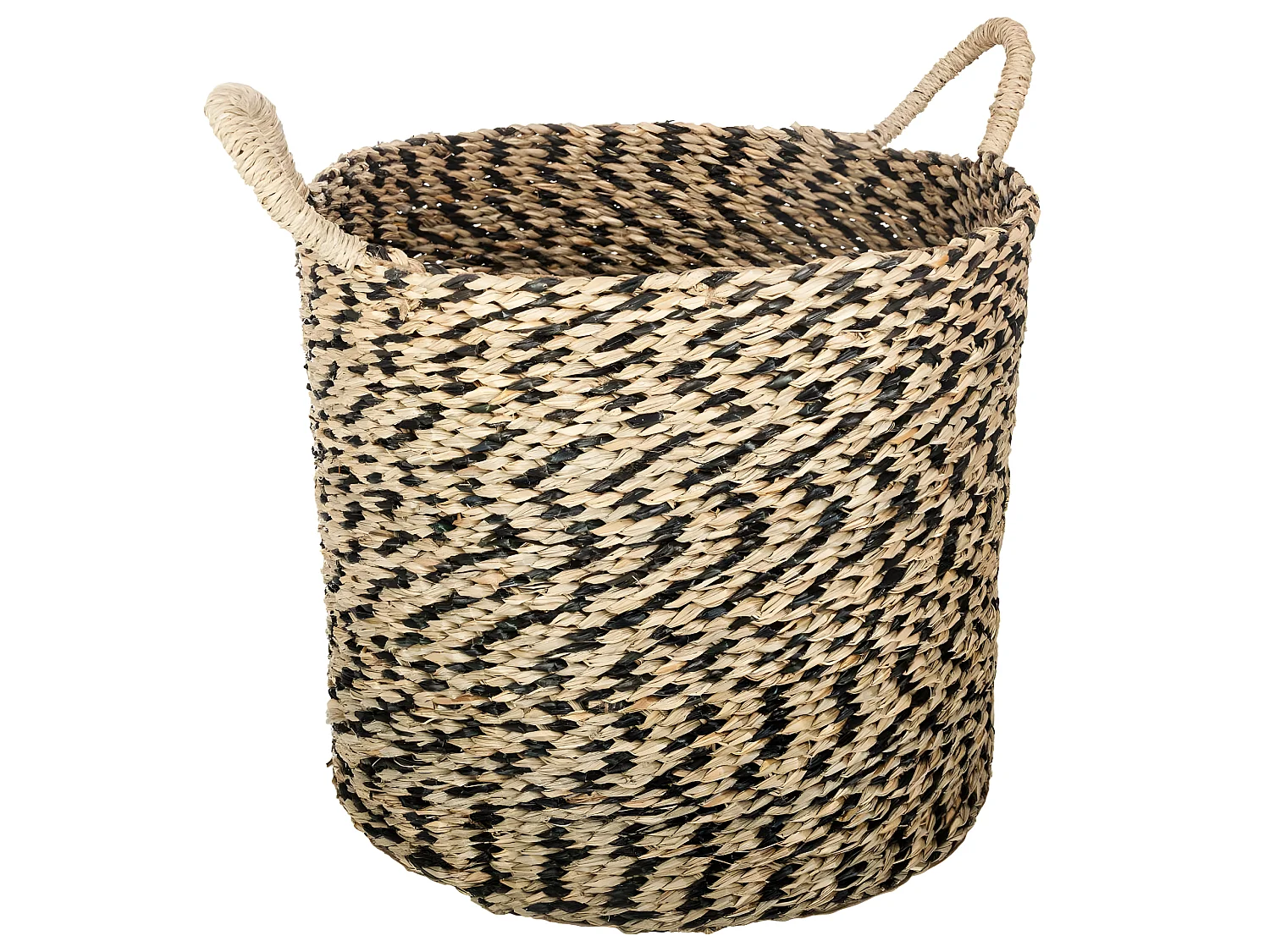 Set de 3 Paniers de rangement rond en Osier Noir et Naturel