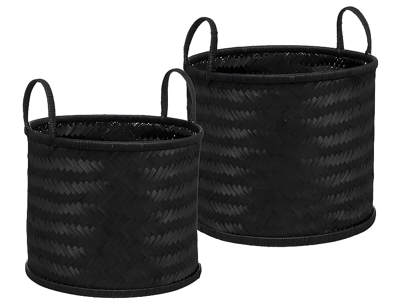 Set de 2 Paniers de rangement en Bambou Noir
