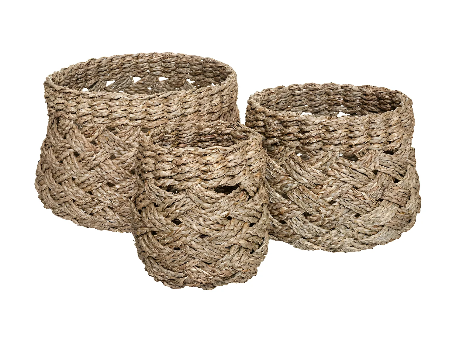 Set de 3 Paniers de rangement rond tressé