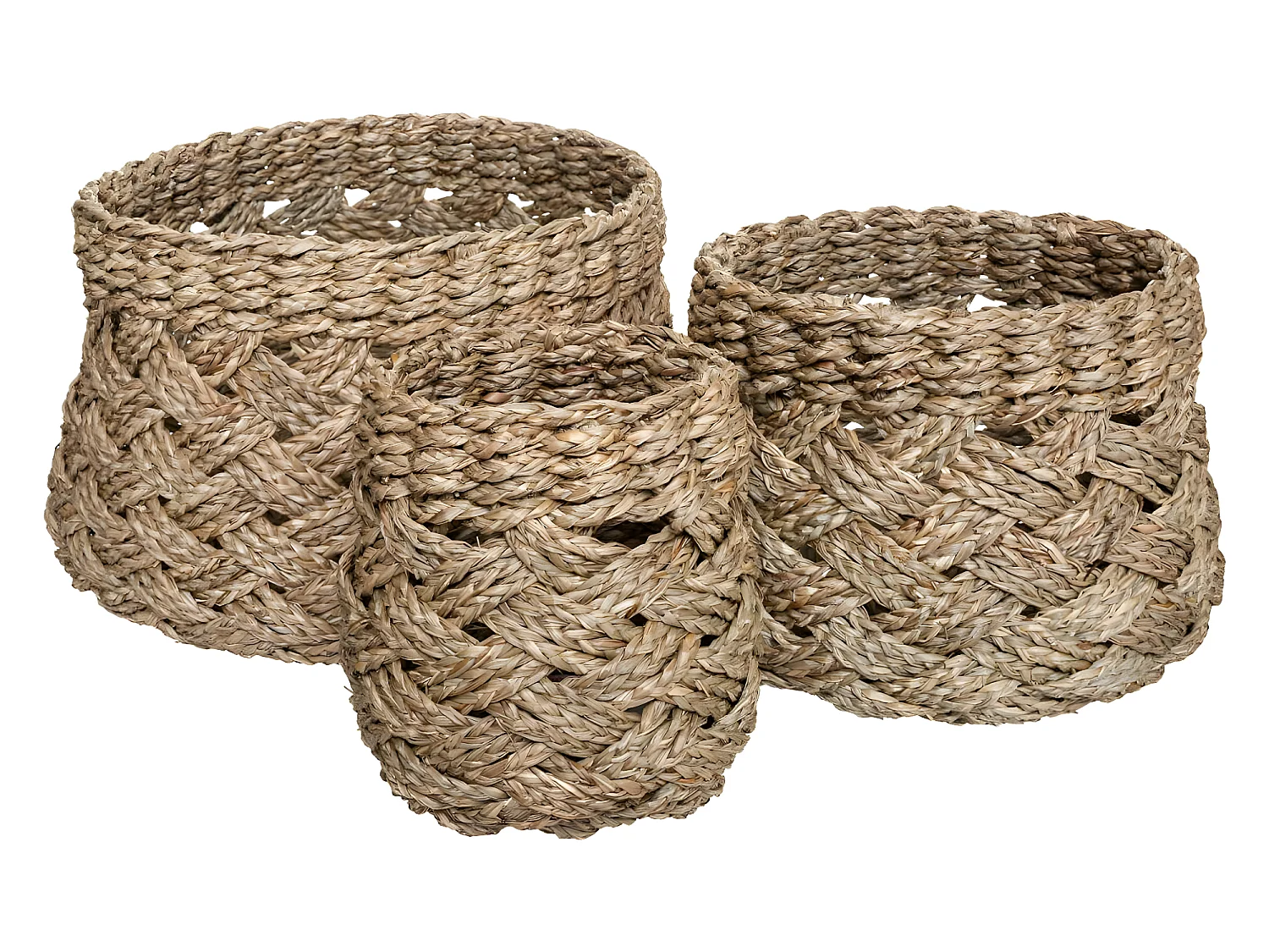 Set de 3 Paniers de rangement rond tressé
