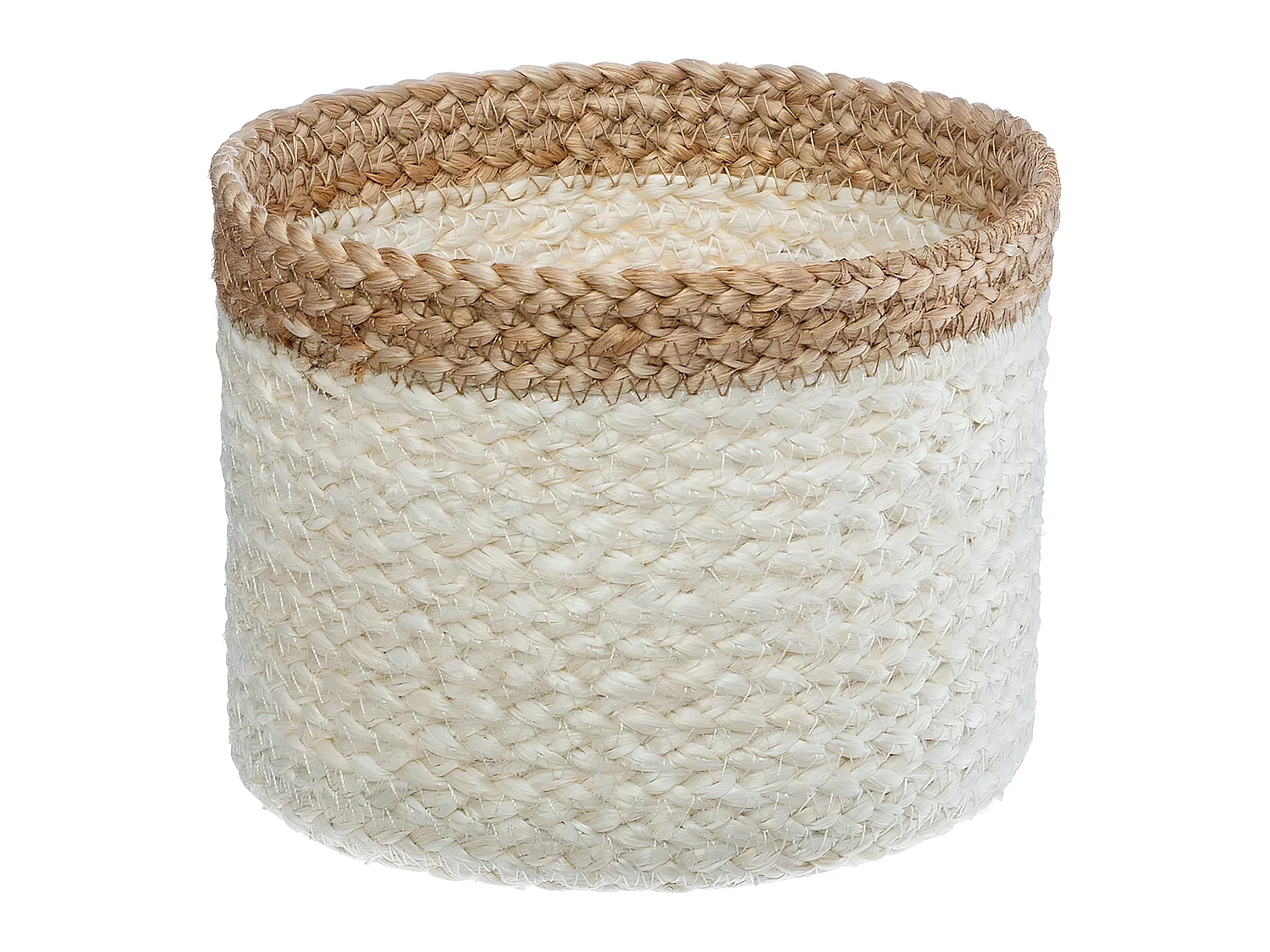 Set de 3 Paniers de rangement en Jute Naturel et Blanc