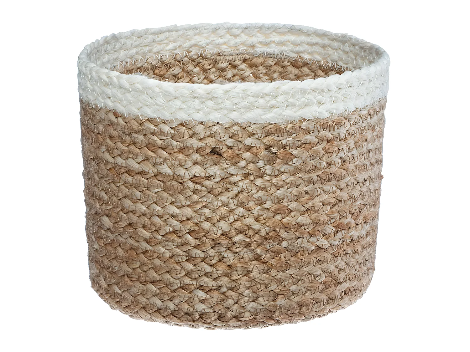 Set de 3 Paniers de rangement en Jute Naturel et Blanc