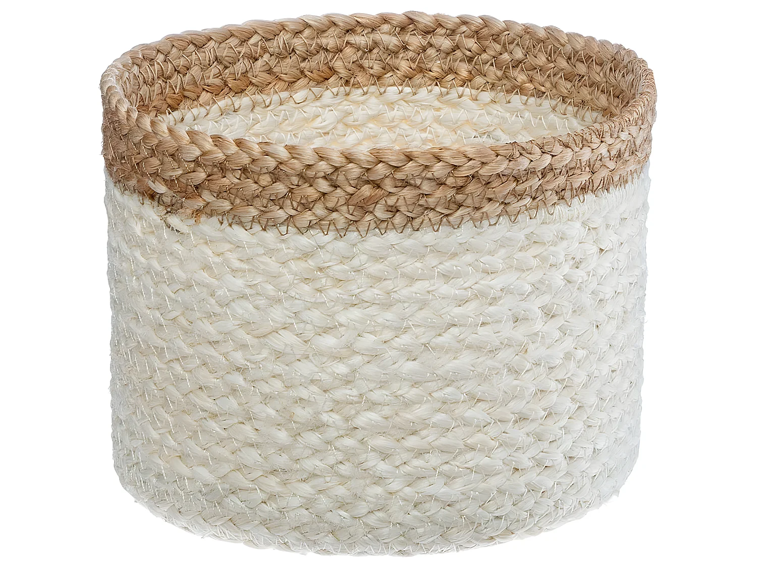 Set de 3 Paniers de rangement en Jute Naturel et Blanc