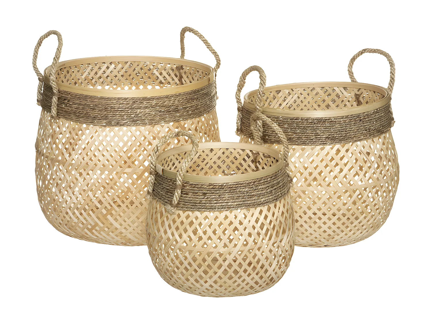 Set de 3 Paniers de rangement en Bambou et Roseau