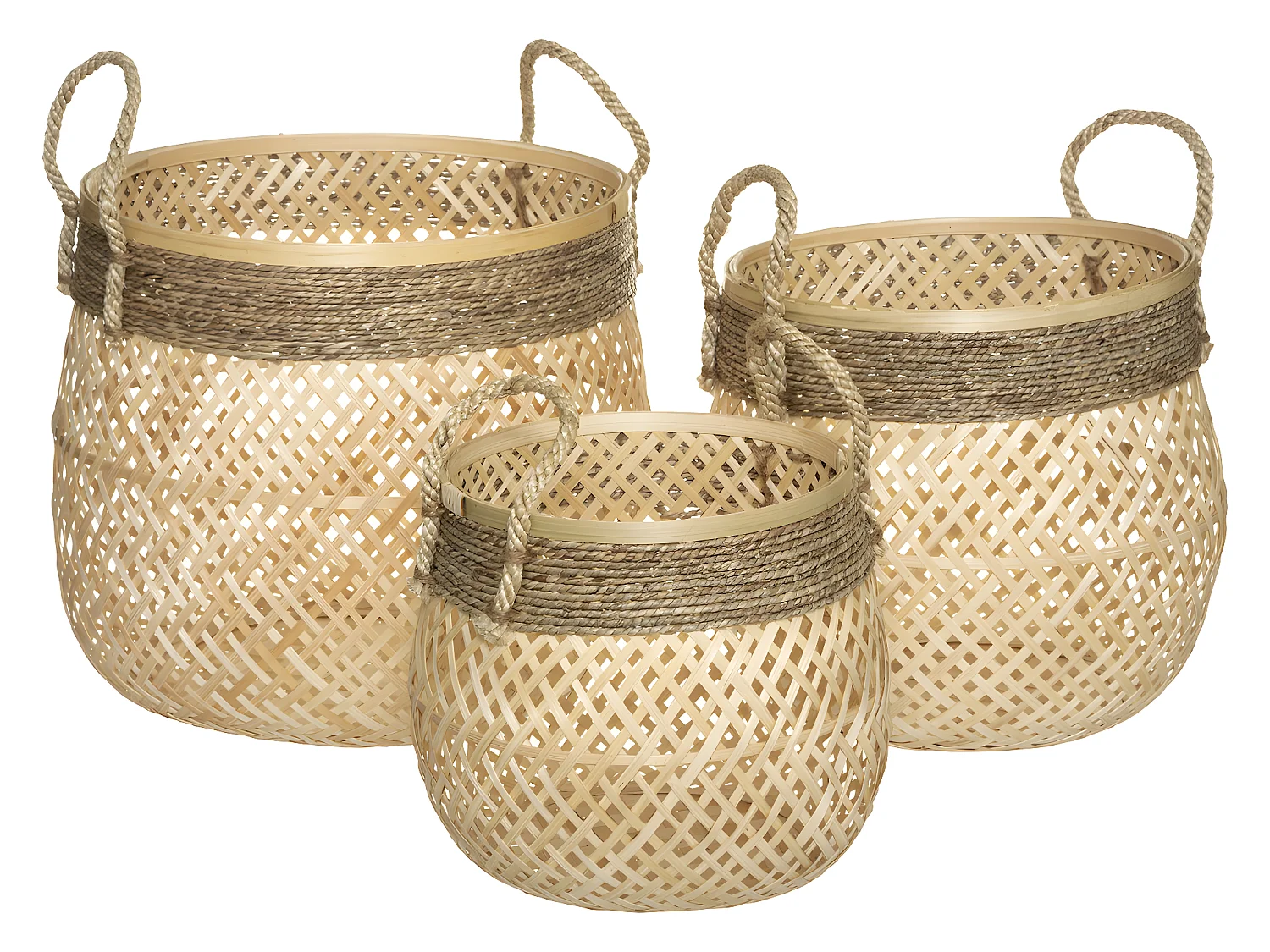 Set de 3 Paniers de rangement en Bambou et Roseau