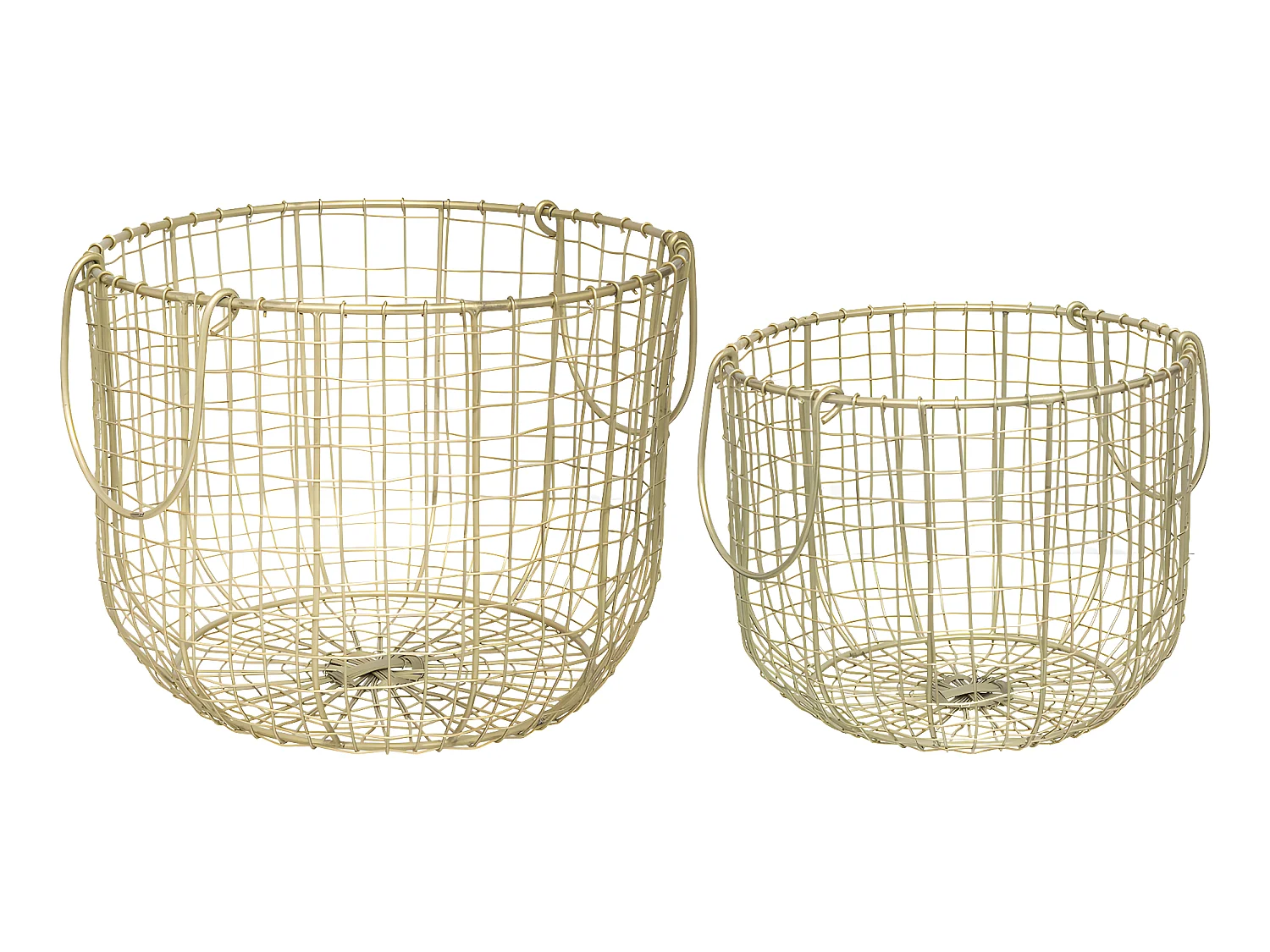 Set de 2 Paniers de rangement en Métal filaire Doré