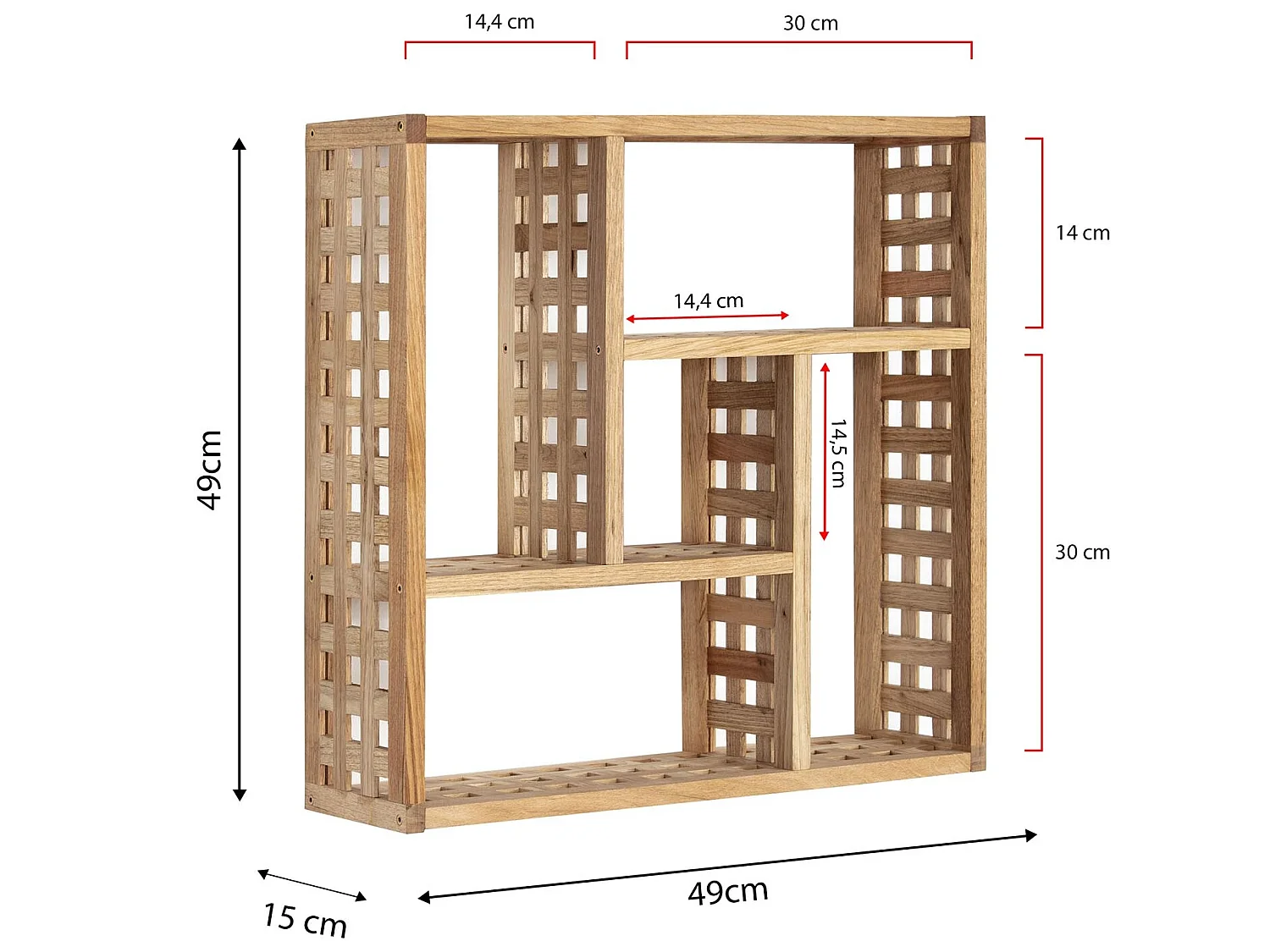 Mensola da parete Miri in legno di noce, 5 scomparti