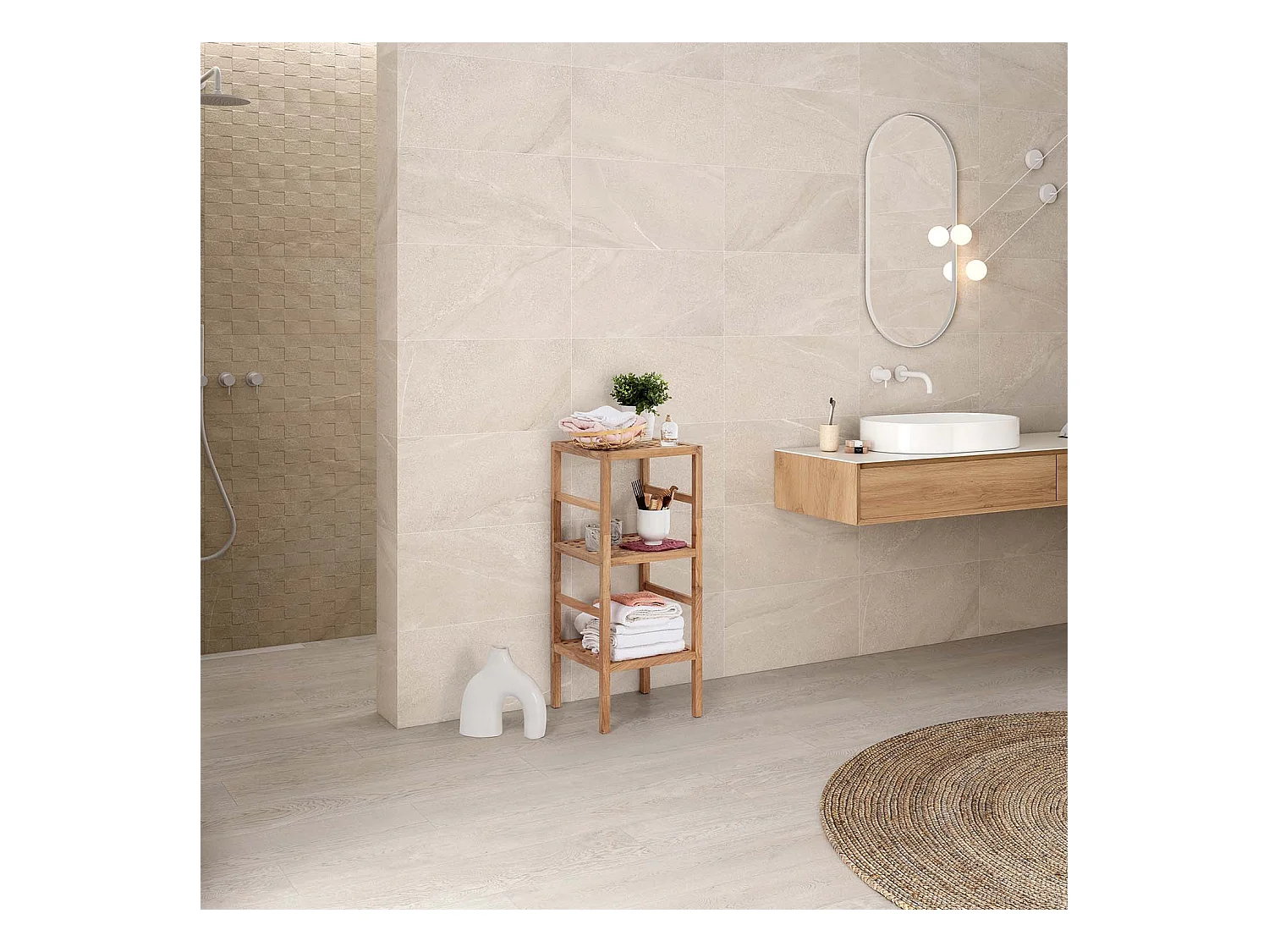 Walnoot houten Alam boekenplank, 85 cm hoogte met 3 niveaus.