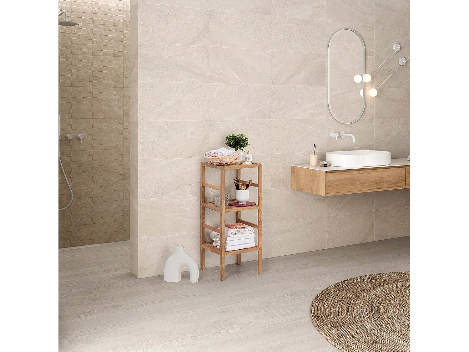 Étagère Alam en bois de noyer, hauteur 85 cm avec 3 niveaux