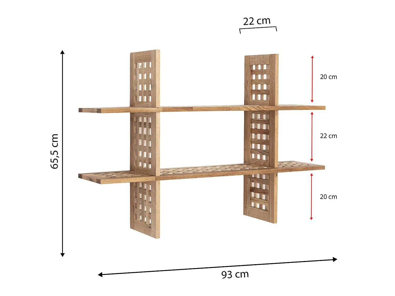 Jaya Wandregal aus Walnussholz, 6 Fächer