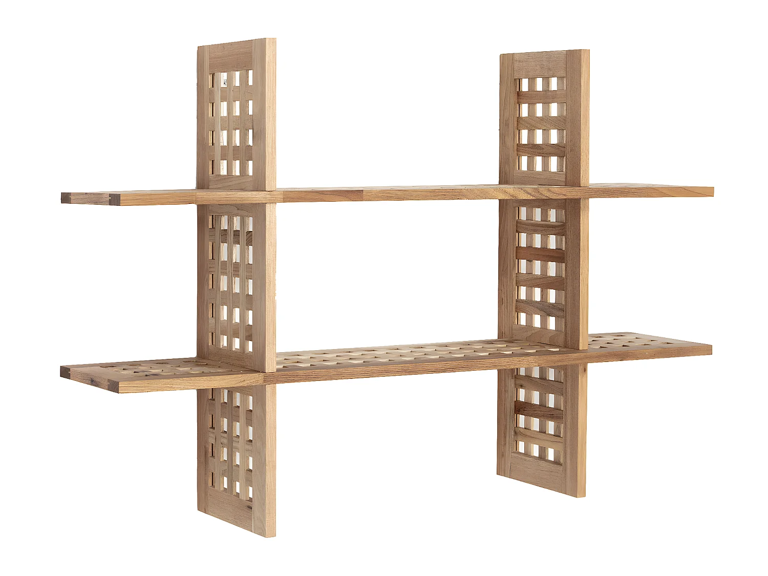 Wandplank Jaya van walnoothout, 6 compartimenten