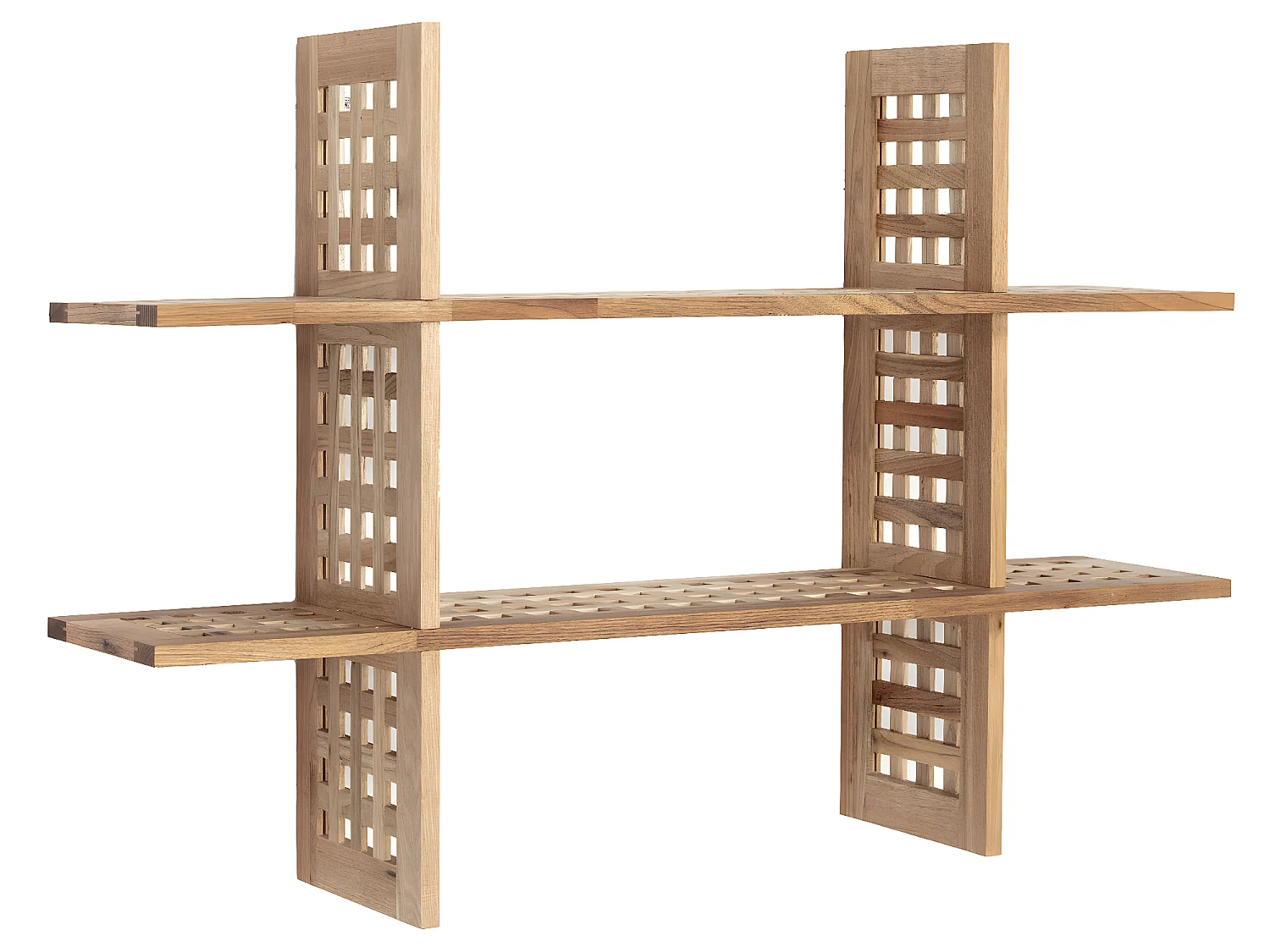 Półka kolumnowa Jaya z drewna orzechowego z 6 przegródkami.