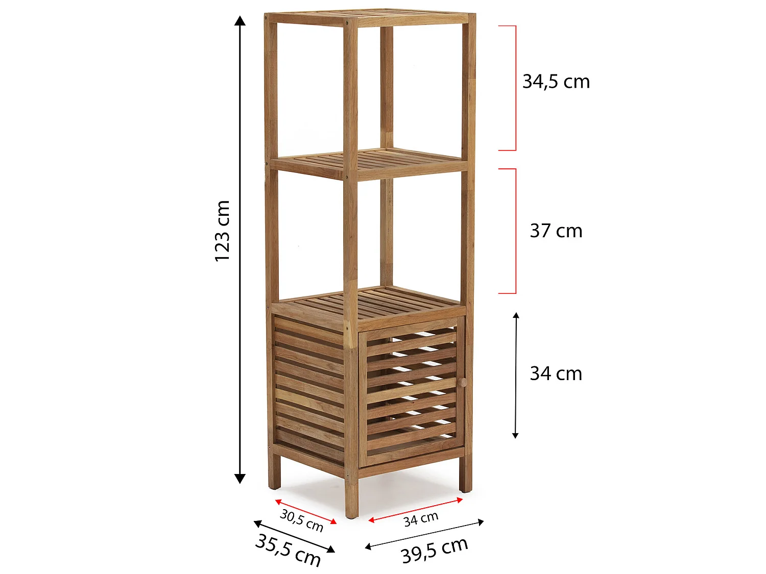 Boekenkast Pasay van walnoot hout, 123 cm hoog met 1 deur