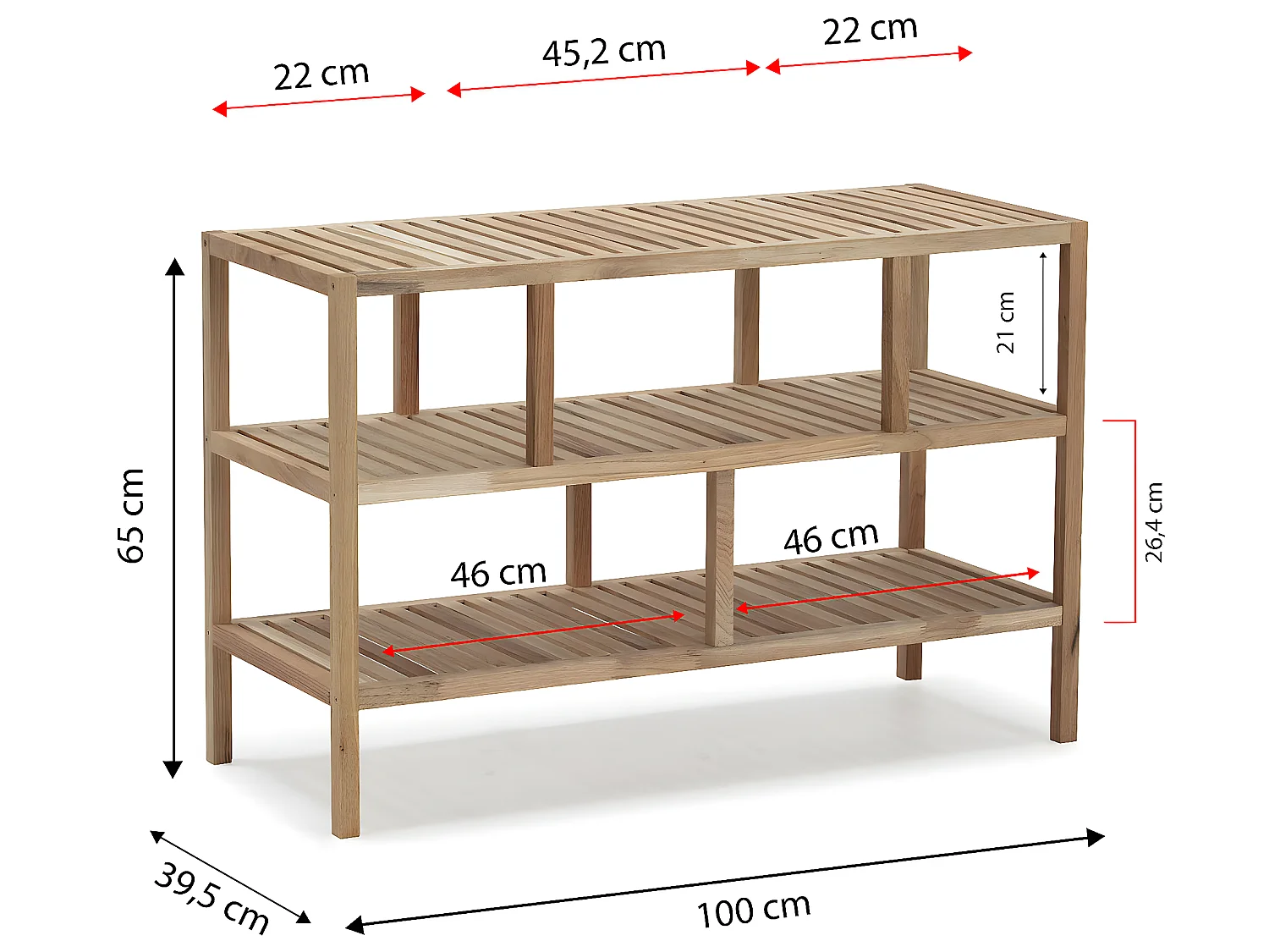 Bücherregal Marawi 3 Böden