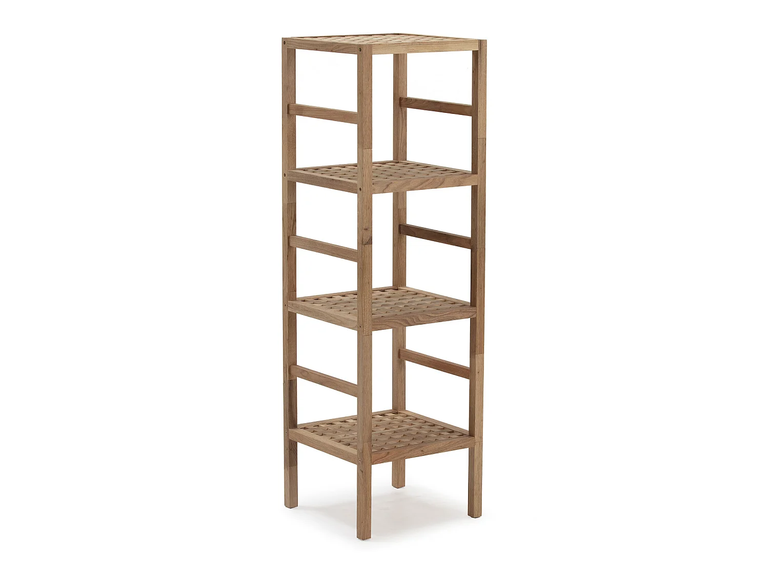 Półka kolumnowa Étagère Alam z drewna orzechowego, wysokość 117,5 cm, 4 poziomy.