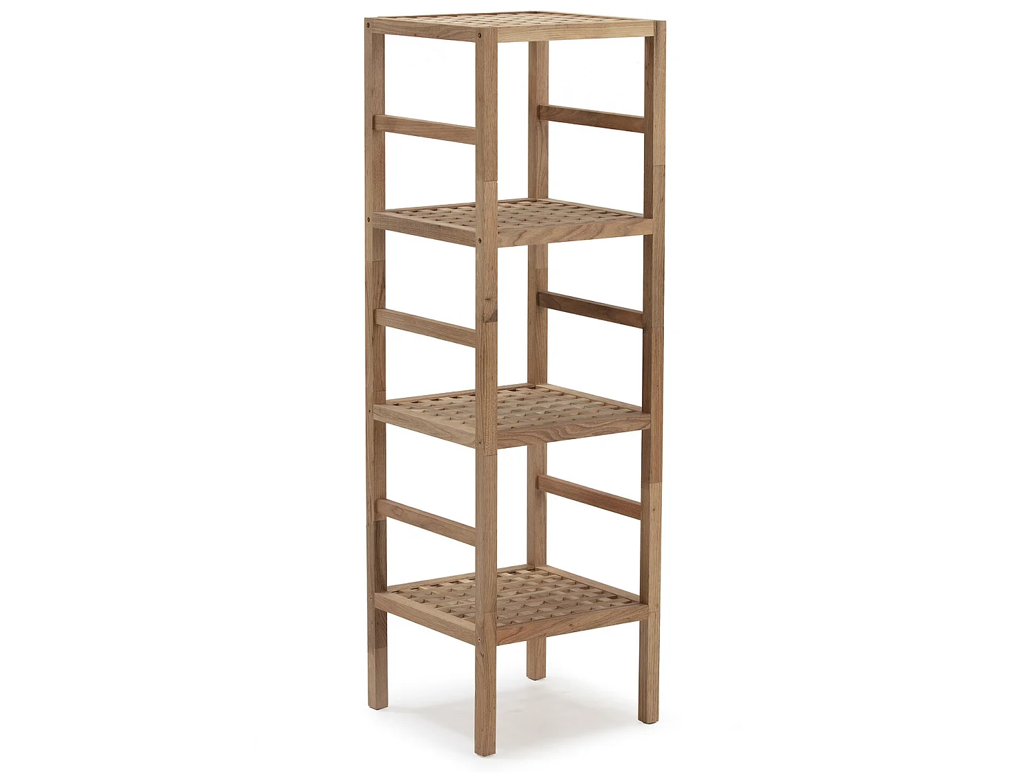 Półka kolumnowa Étagère Alam z drewna orzechowego, wysokość 117,5 cm, 4 poziomy.