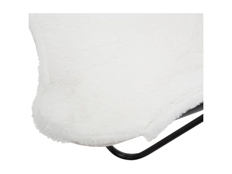Fauteuil Papillon structure en métal et assise en Fourrure blanche