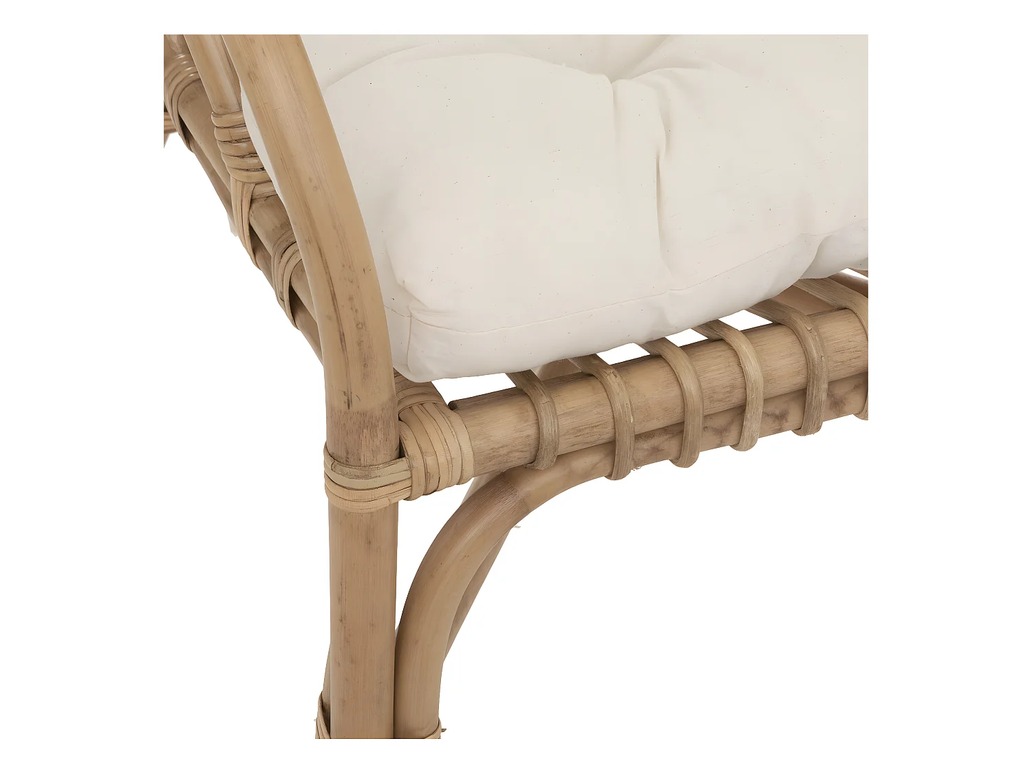 Fauteuil en Rotin et assise en Coton Blanc