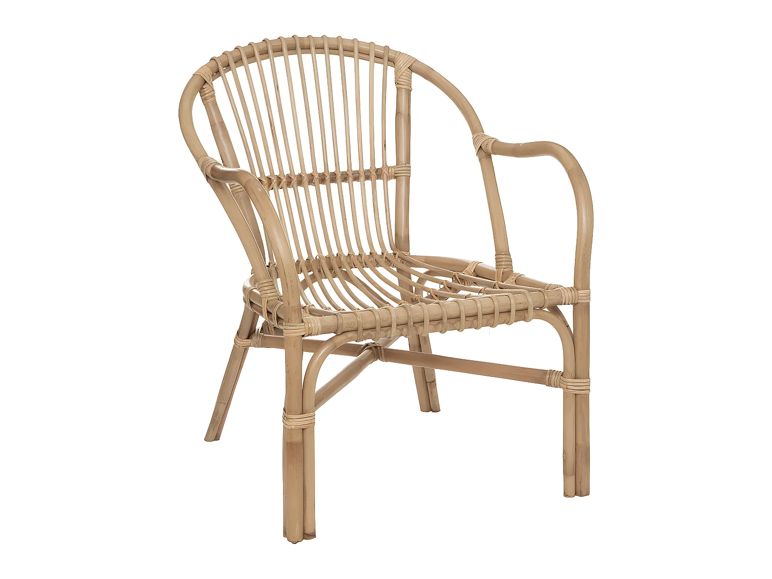 Fauteuil en Rotin et assise en Coton Blanc