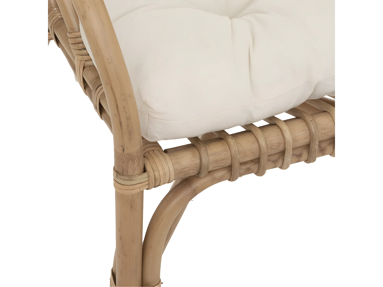 Fauteuil en Rotin et assise en Coton Blanc