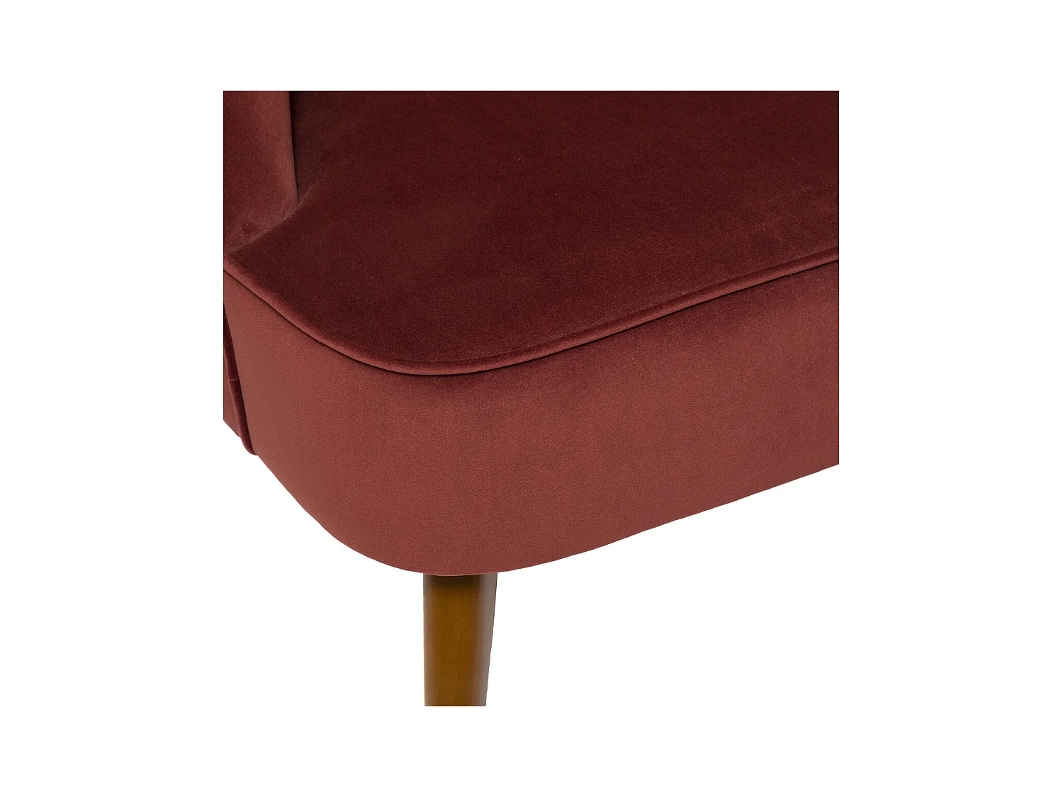 Fauteuil en Velours Terracotta et pieds en Bois