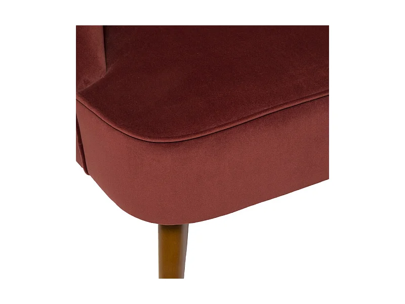 Fauteuil en Velours Terracotta et pieds en Bois