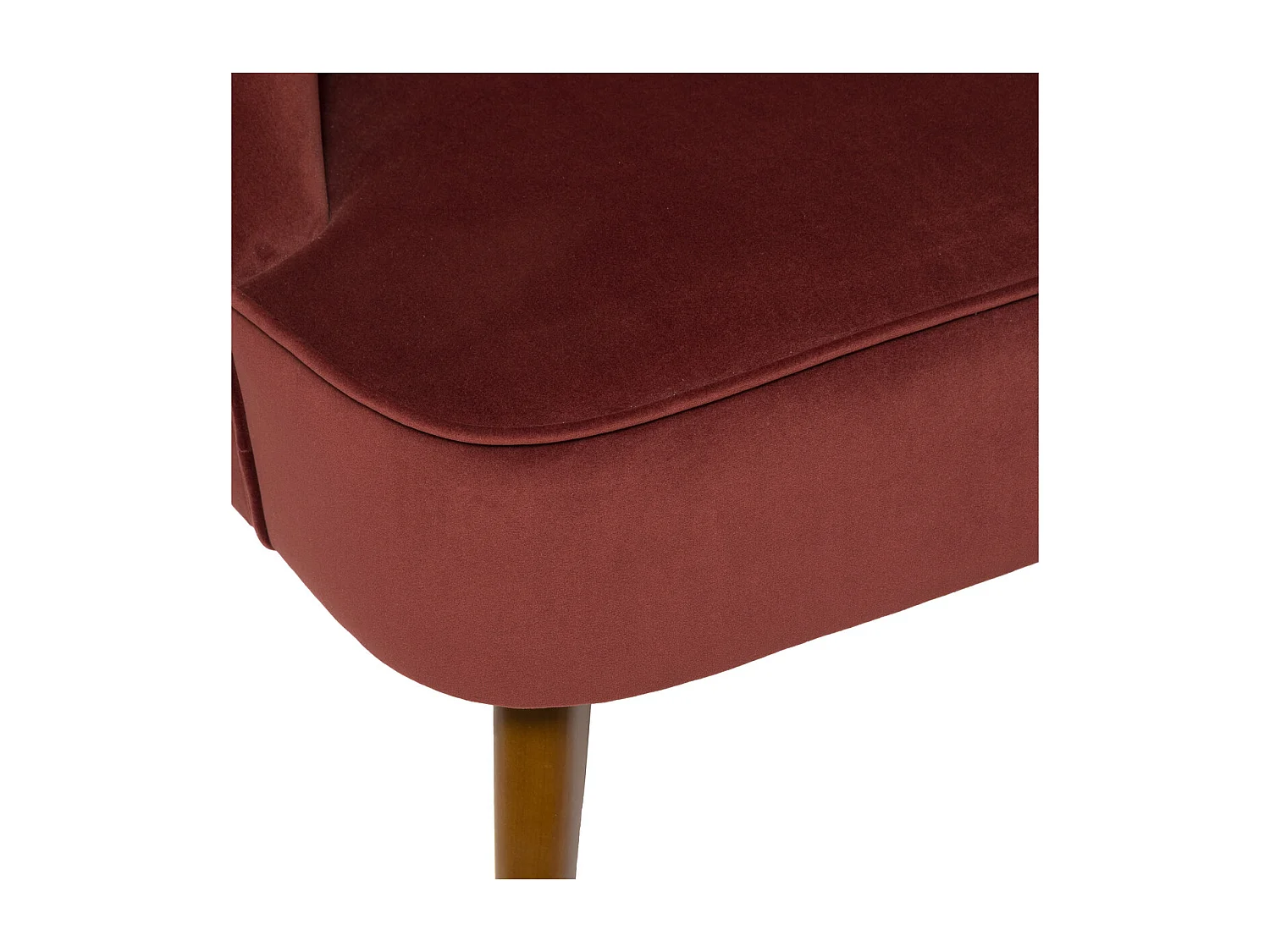 Fauteuil en Velours Terracotta et pieds en Bois