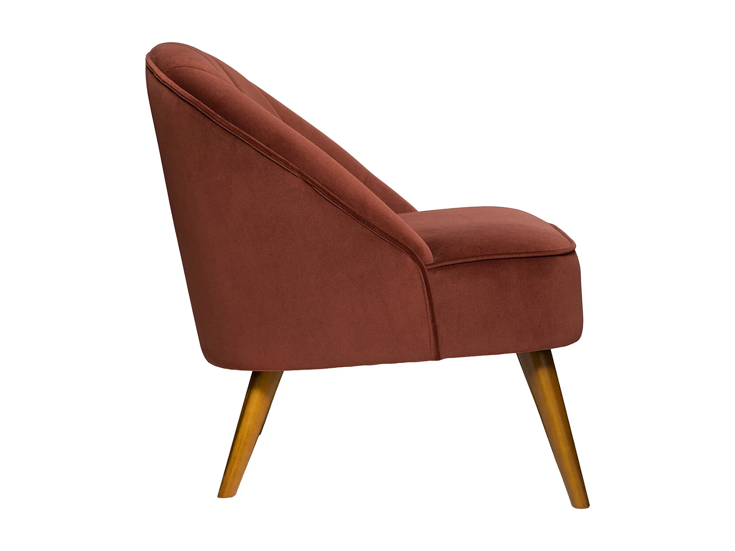 Fauteuil en Velours Terracotta et pieds en Bois