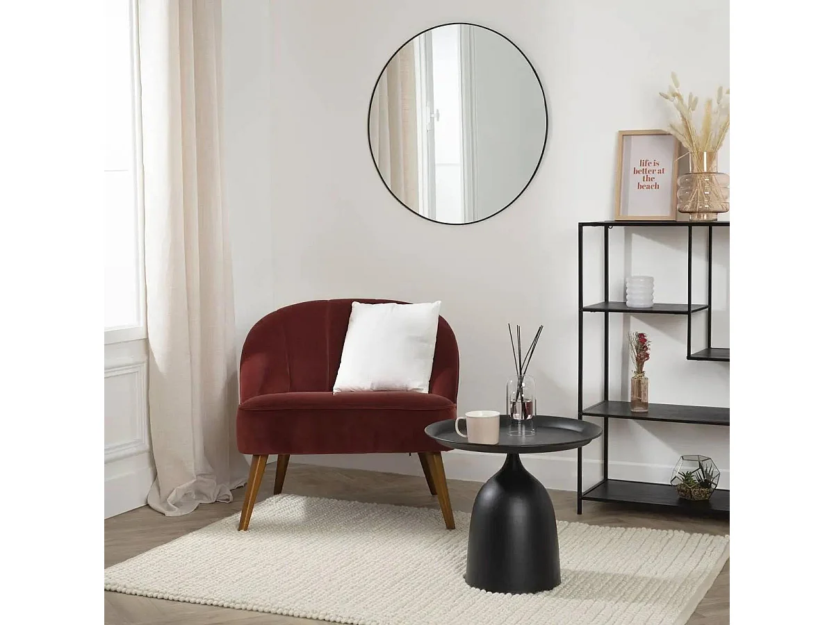 Fauteuil en Velours Terracotta et pieds en Bois