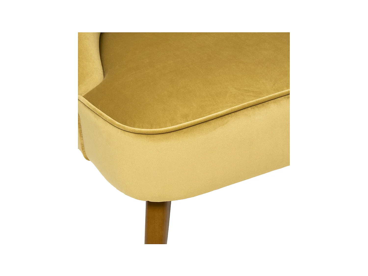 Fauteuil en Velours Moutarde et pieds en Bois